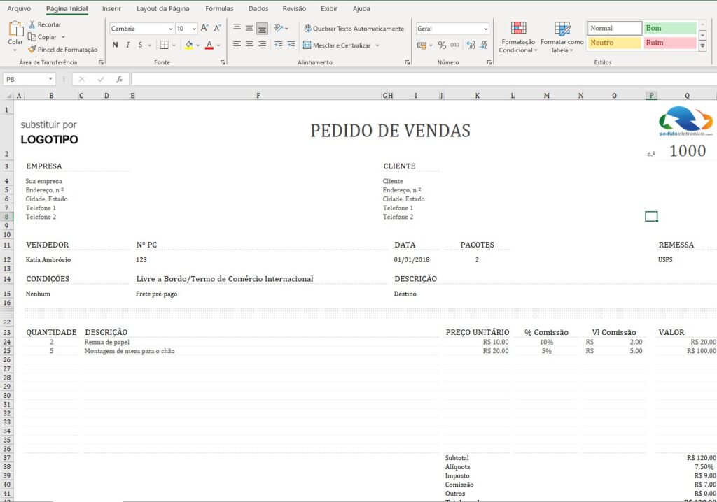 pedido de vendas