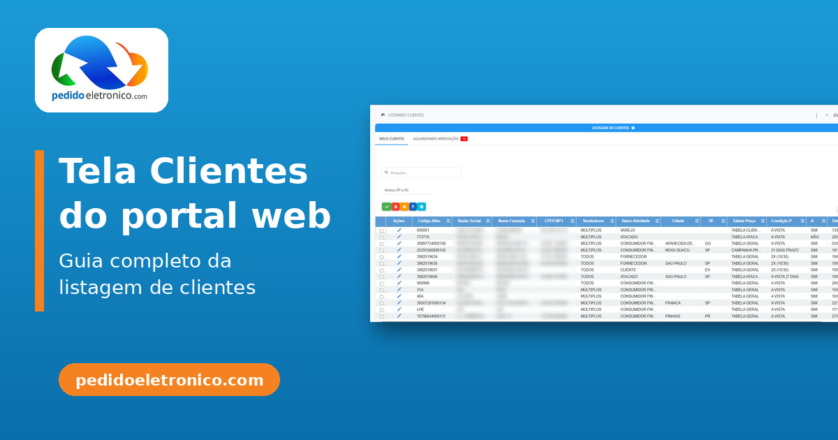 Tela Clientes do portal da pedidoeletronico.com: guia completo da listagem de clientes